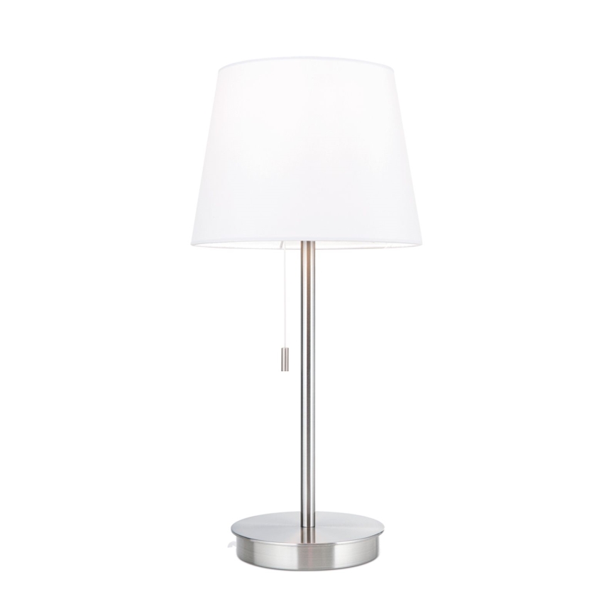 Lámpara de mesa con puerto USB LUDWIG 1xE27/40W/230V 50 cm blanco/cromo mate