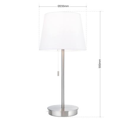 Lámpara de mesa con puerto USB LUDWIG 1xE27/40W/230V 50 cm blanco/cromo mate