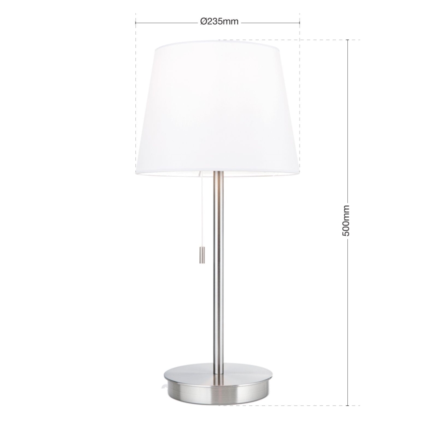 Lámpara de mesa con puerto USB LUDWIG 1xE27/40W/230V 50 cm blanco/cromo mate