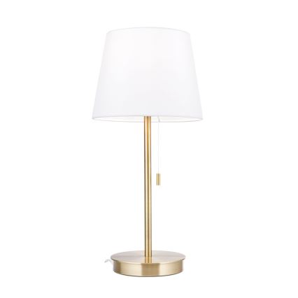 Lámpara de mesa con puerto USB LUDWIG 1xE27/40W/230V 50 cm blanco/dorado