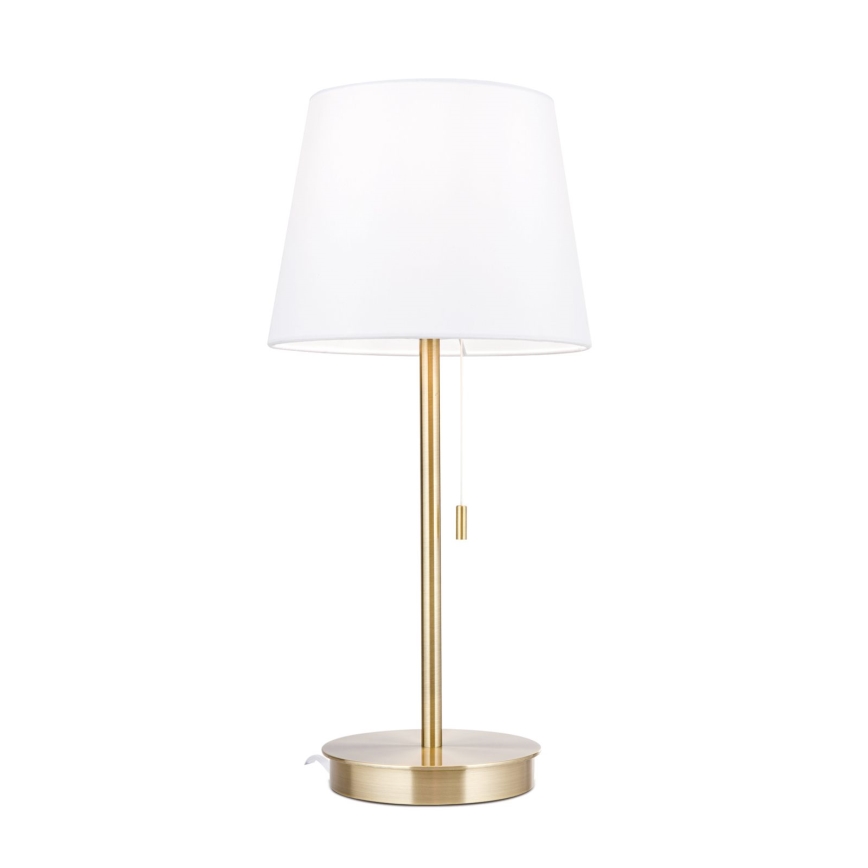 Lámpara de mesa con puerto USB LUDWIG 1xE27/40W/230V 50 cm blanco/dorado