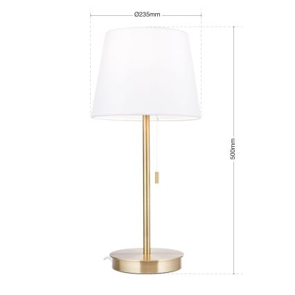 Lámpara de mesa con puerto USB LUDWIG 1xE27/40W/230V 50 cm blanco/dorado