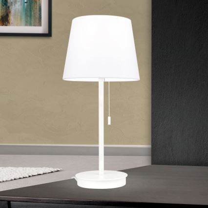 Lámpara de mesa con puerto USB LUDWIG 1xE27/40W/230V 50 cm blanco