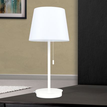 Lámpara de mesa con puerto USB LUDWIG 1xE27/40W/230V 50 cm blanco