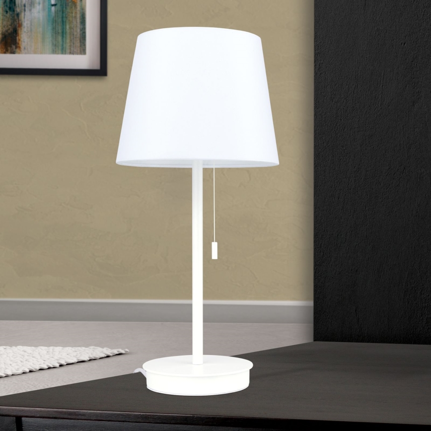 Lámpara de mesa con puerto USB LUDWIG 1xE27/40W/230V 50 cm blanco
