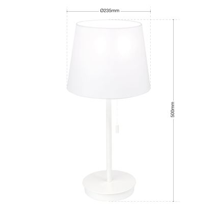 Lámpara de mesa con puerto USB LUDWIG 1xE27/40W/230V 50 cm blanco