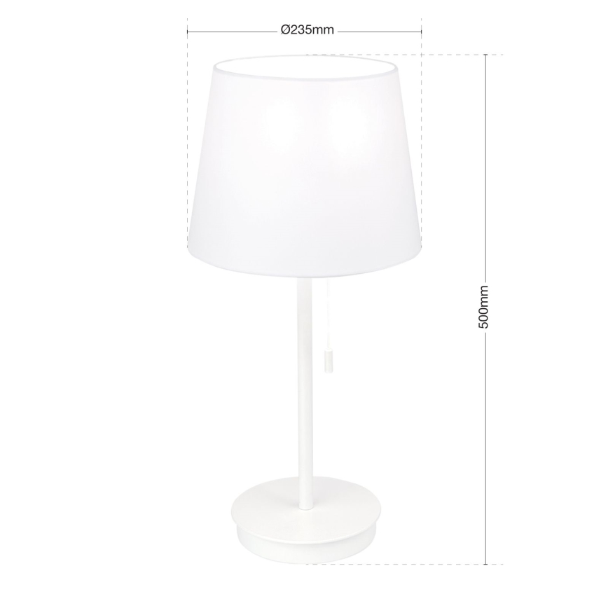 Lámpara de mesa con puerto USB LUDWIG 1xE27/40W/230V 50 cm blanco