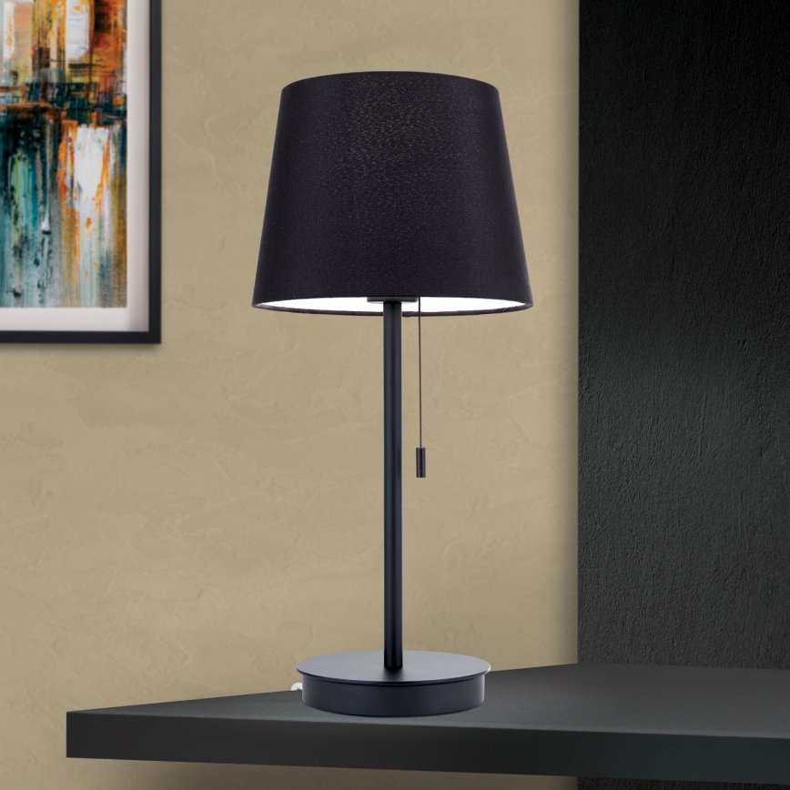 Lámpara de mesa con puerto USB LUDWIG 1xE27/40W/230V 50 cm negro