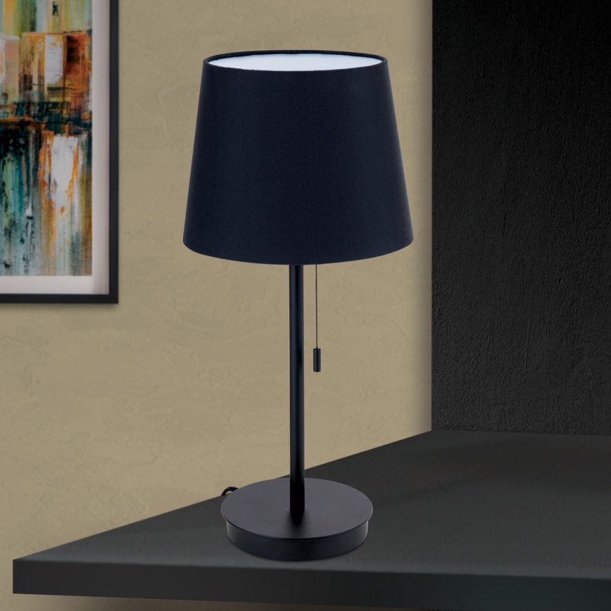 Lámpara de mesa con puerto USB LUDWIG 1xE27/40W/230V 50 cm negro