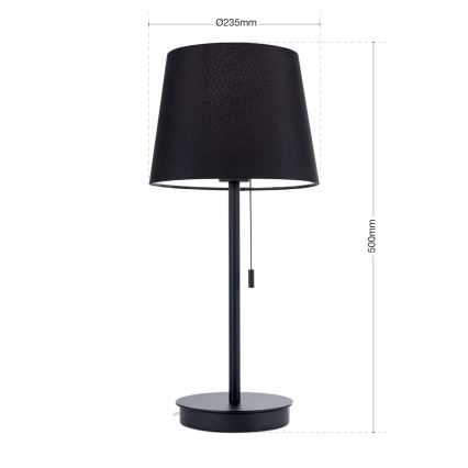 Lámpara de mesa con puerto USB LUDWIG 1xE27/40W/230V 50 cm negro