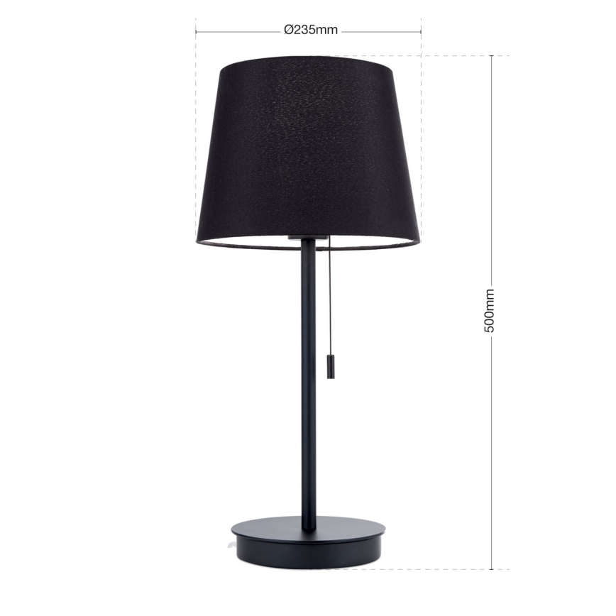 Lámpara de mesa con puerto USB LUDWIG 1xE27/40W/230V 50 cm negro