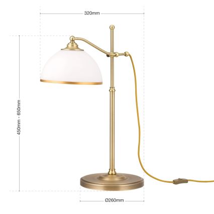 Lámpara de mesa OLD LAMP 1xE27/40W/230V 65 cm blanco/latón