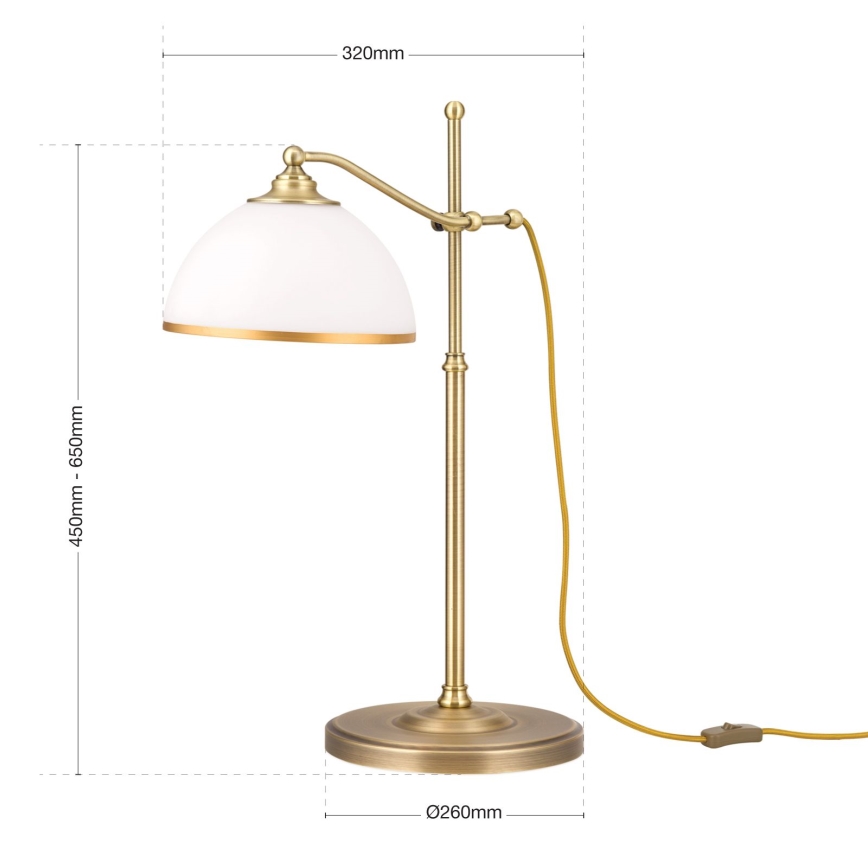 Lámpara de mesa OLD LAMP 1xE27/40W/230V 65 cm blanco/latón