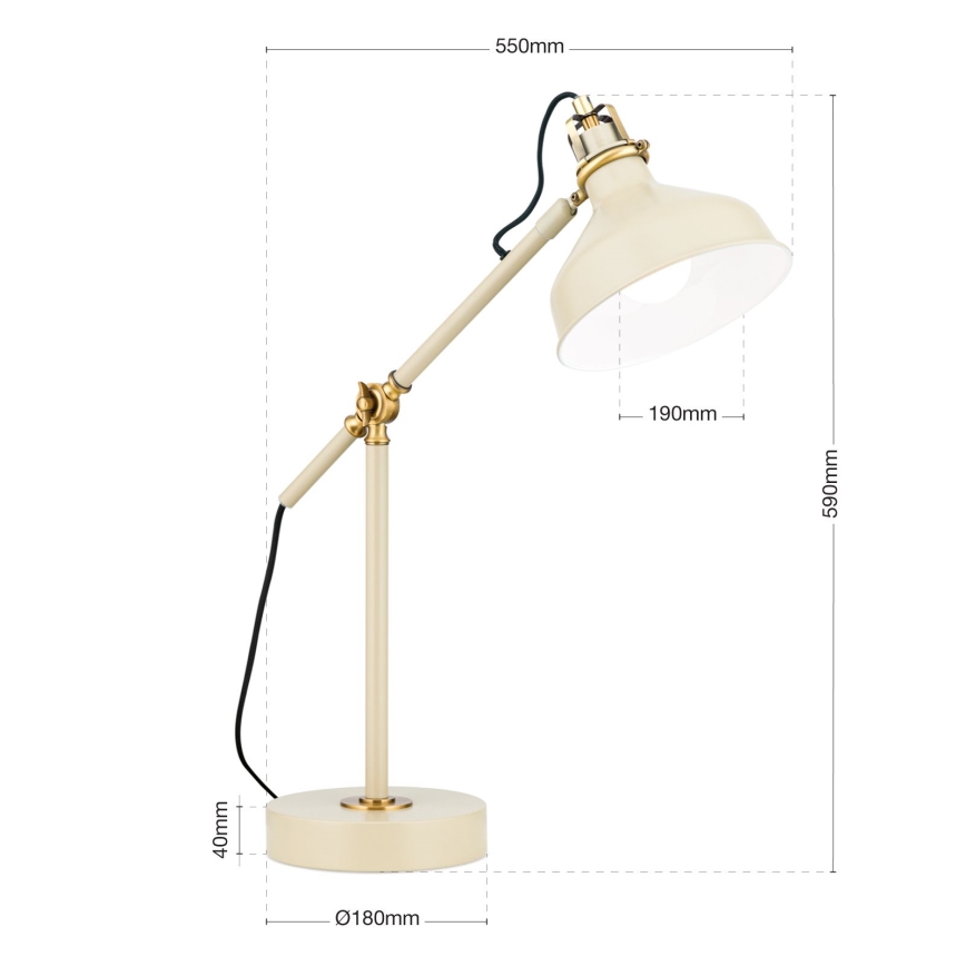 Lámpara de mesa SCHILLER 1xE27/40W/230V color crema/bronce