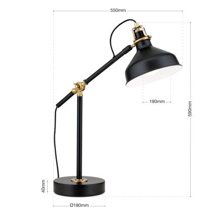 Lámpara de mesa SCHILLER 1xE27/40W/230V negro/bronce