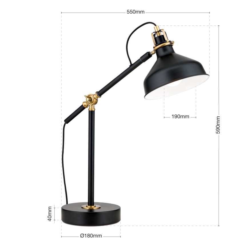 Lámpara de mesa SCHILLER 1xE27/40W/230V negro/bronce