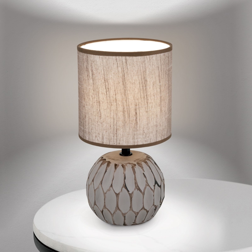 Lámpara de mesa PINIA 1xE14/25W/230V cerámica beige/gris
