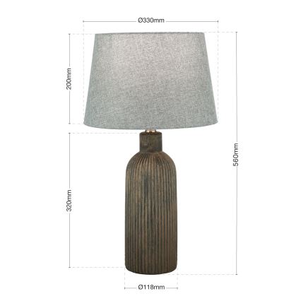 Lámpara de mesa ORCHID 1xE27/40W/230V cerámica marrón/gris