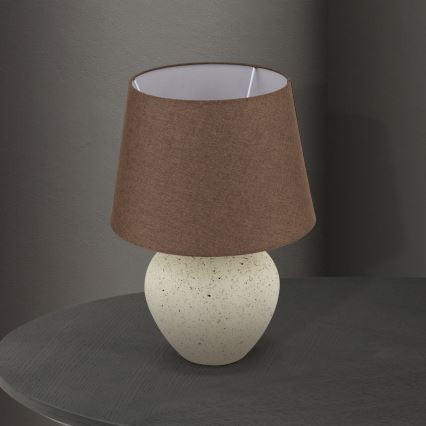 Lámpara de mesa MASAI 1xE27/40W/230V cerámica marrón/beige