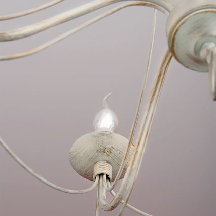 Lámpara colgante con cadena VELA 5xE14/40W/230V diá. 60 cm blanco/dorado/pátina