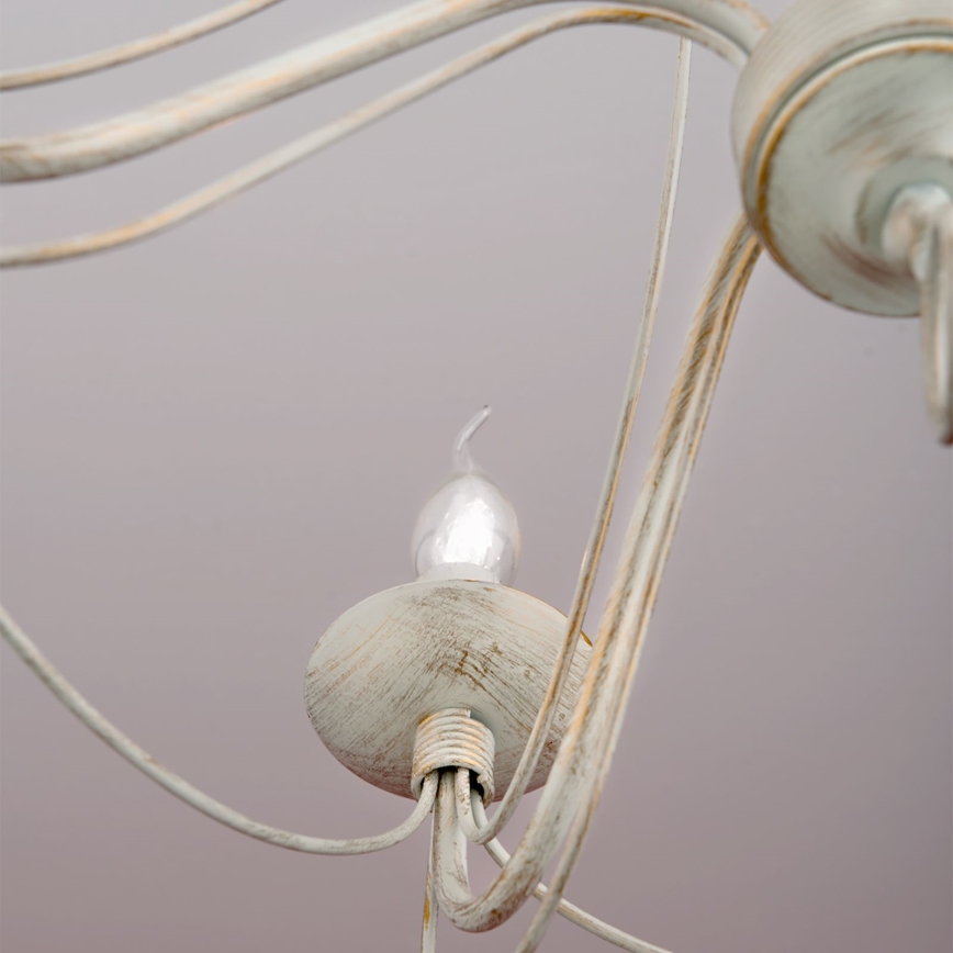 Lámpara colgante con cadena VELA 5xE14/40W/230V diá. 60 cm blanco/dorado/pátina