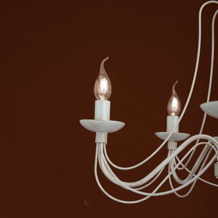 Lámpara colgante con cadena VELA 5xE14/40W/230V diá. 60 cm blanco/dorado/pátina