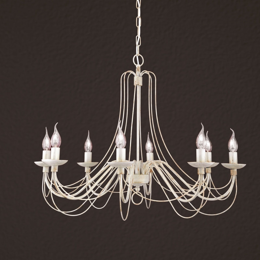 Lámpara colgante con cadena VELA 8xE14/40W/230V diá. 80 cm blanco/dorado/pátina