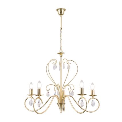 Lámpara colgante de cristal ALESSIA 5xE14/40W/230V dorado