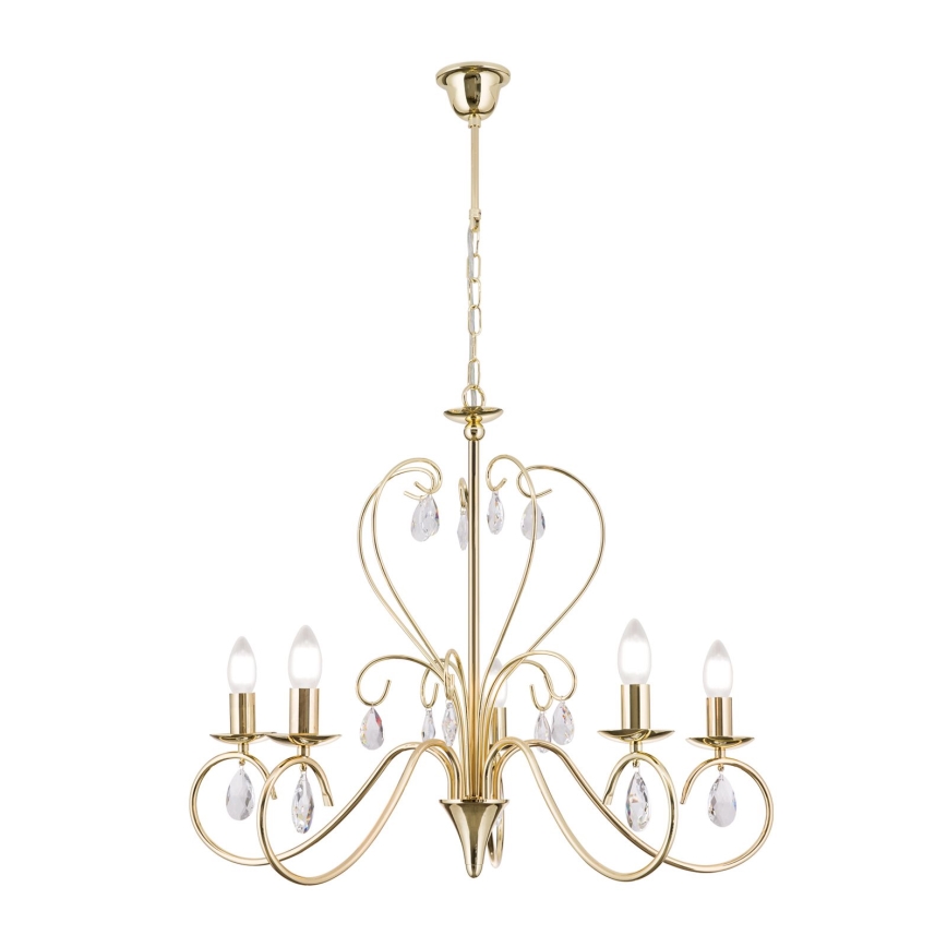 Lámpara colgante de cristal ALESSIA 5xE14/40W/230V dorado
