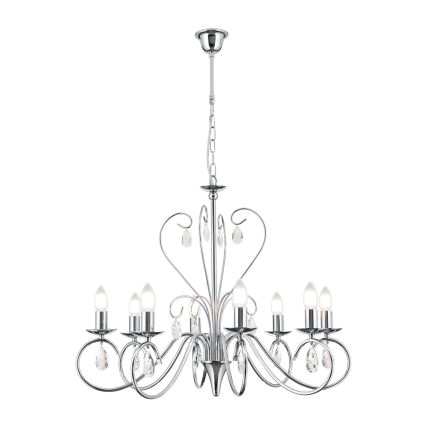 Lámpara colgante de cristal ALESSIA 8xE14/40W/230V cromo brillante