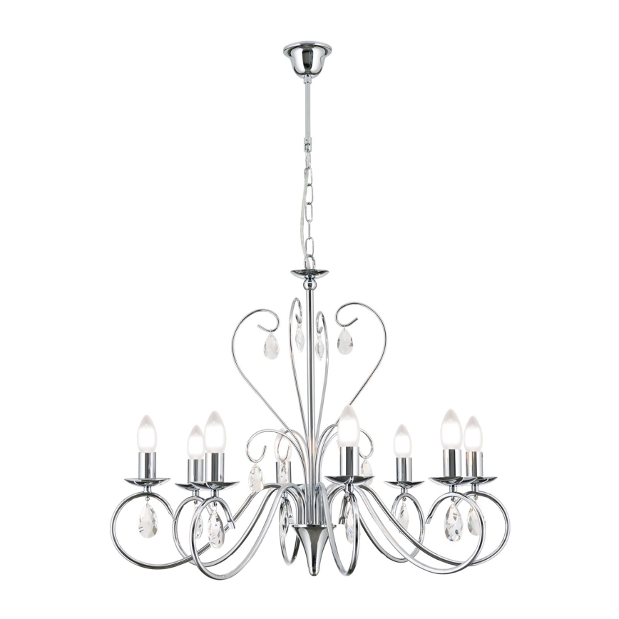 Lámpara colgante de cristal ALESSIA 8xE14/40W/230V cromo brillante