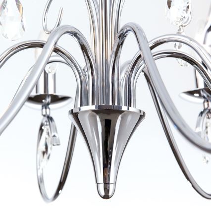 Lámpara colgante de cristal ALESSIA 8xE14/40W/230V cromo brillante