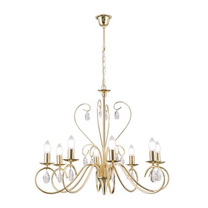 Lámpara colgante de cristal ALESSIA 8xE14/40W/230V dorado
