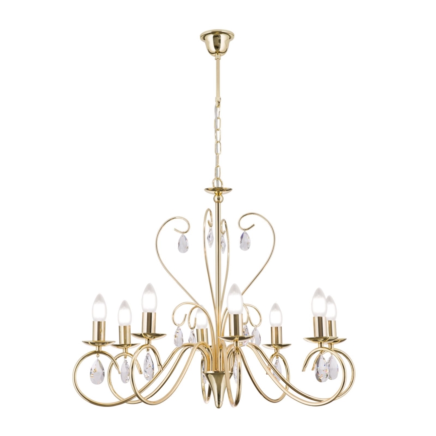 Lámpara colgante de cristal ALESSIA 8xE14/40W/230V dorado