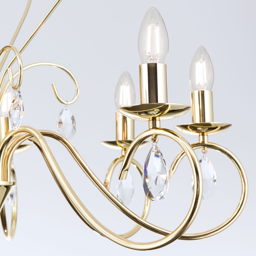 Lámpara colgante de cristal ALESSIA 8xE14/40W/230V dorado