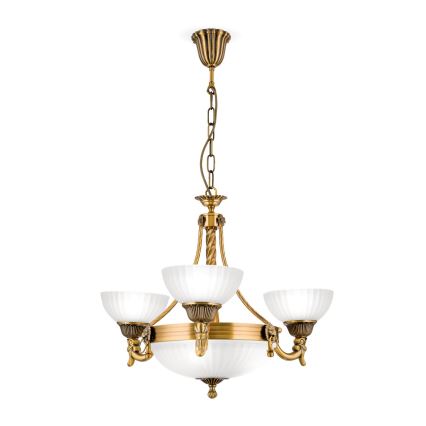 Lámpara colgante con cadena ROCCA 6xE27/60W/230V diá. 64 cm bronce/blanco
