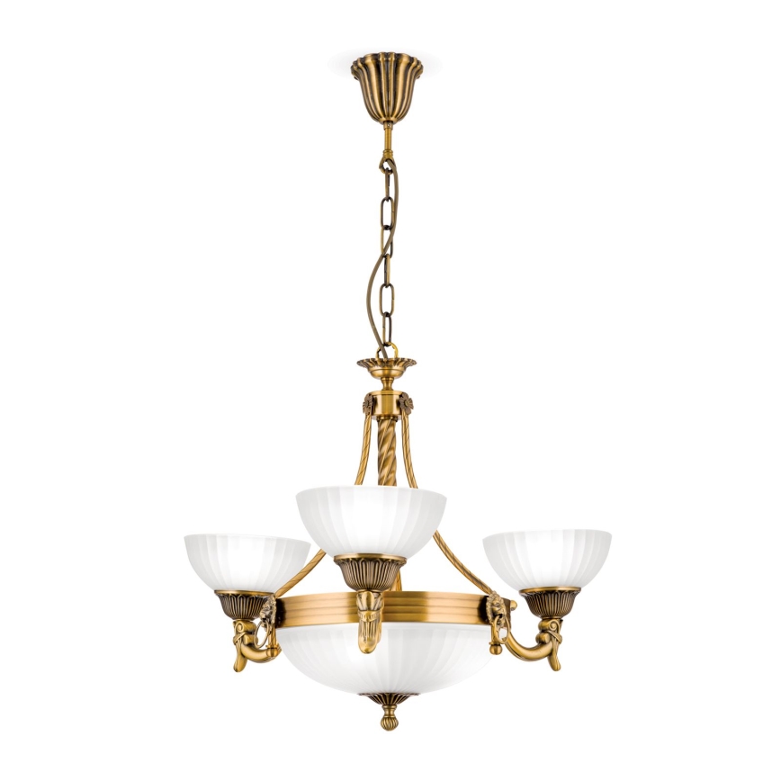 Lámpara colgante con cadena ROCCA 6xE27/60W/230V diá. 64 cm bronce/blanco