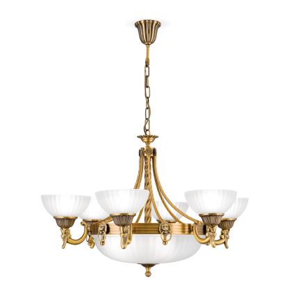 Lámpara colgante con cadena ROCCA 9xE27/60W/230V diá. 75 cm bronce/blanco