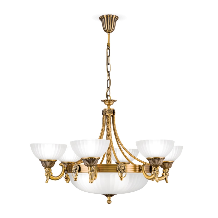 Lámpara colgante con cadena ROCCA 9xE27/60W/230V diá. 75 cm bronce/blanco