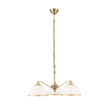 Lámpara colgante con cadena OLD LAMP 3xE27/40W/230V diá. 65 cm blanco/latón