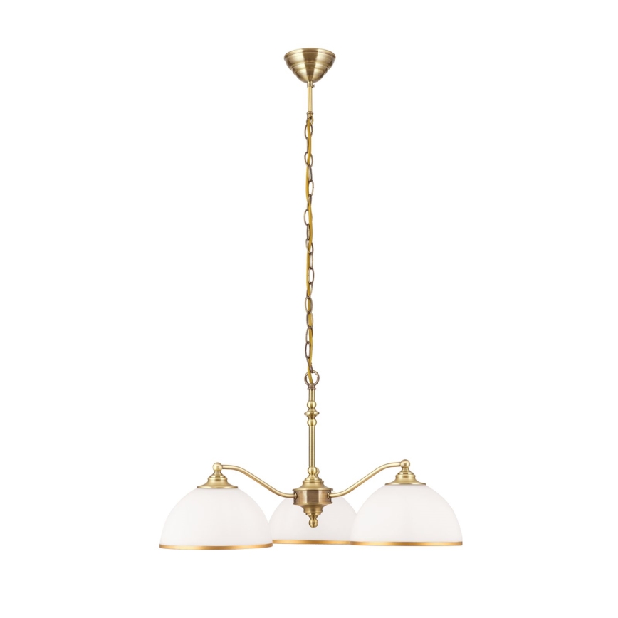 Lámpara colgante con cadena OLD LAMP 3xE27/40W/230V diá. 65 cm blanco/latón