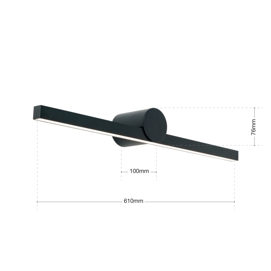Iluminación LED para espejos de baño BEAUTY LED/12W/230V 61 cm IP54 negro