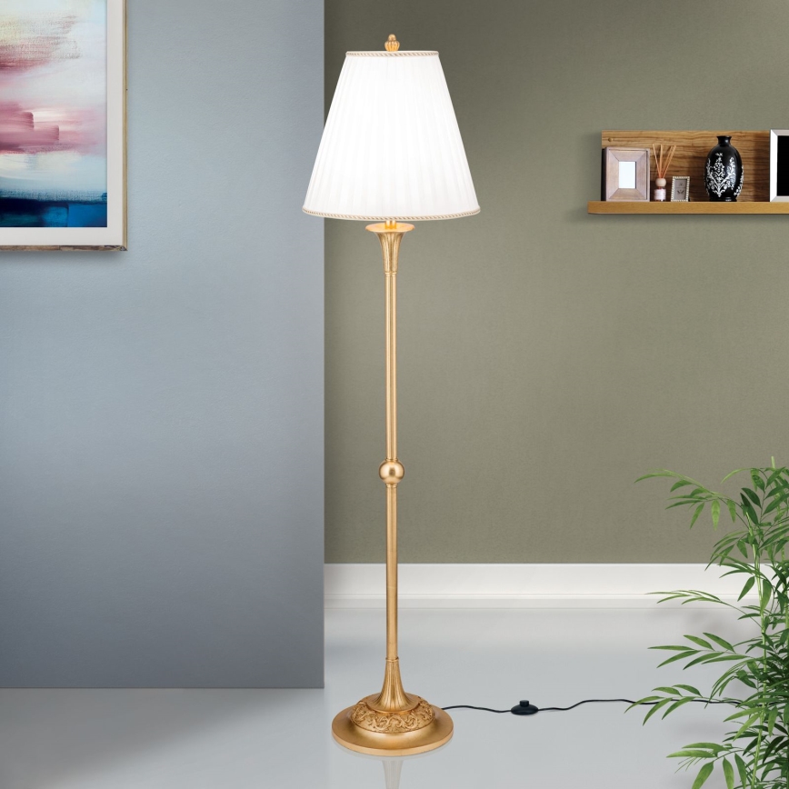 Lámpara de pie FONSA 1xE27/60W/230V blanco/dorado