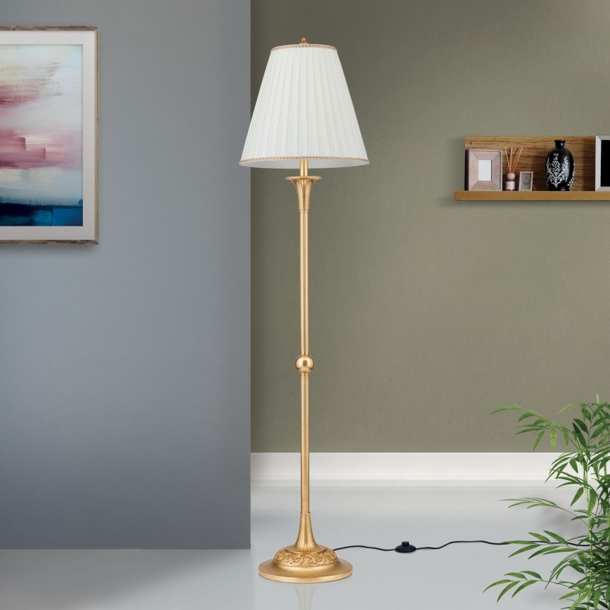 Lámpara de pie FONSA 1xE27/60W/230V blanco/dorado