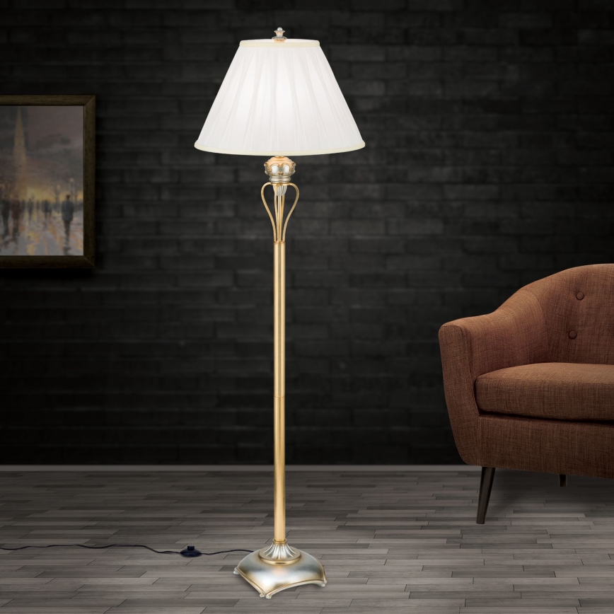Lámpara de pie TIZIA 1xE27/60W/230V blanco/dorado/pátina