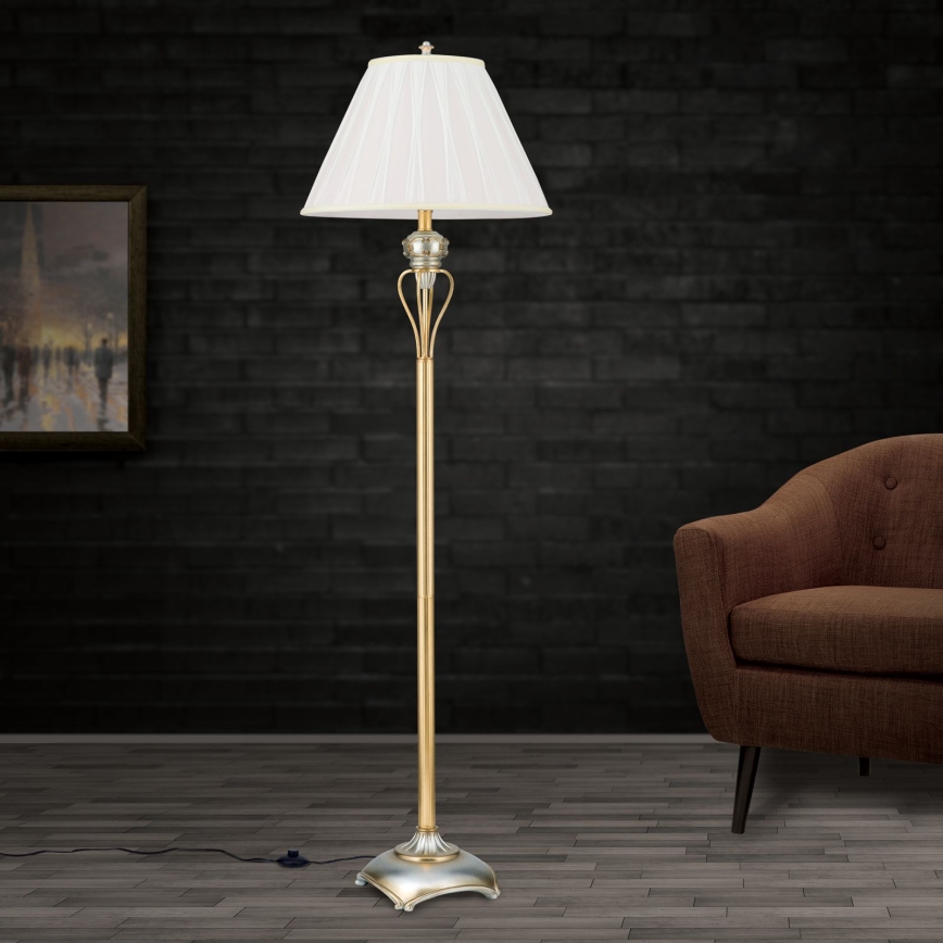 Lámpara de pie TIZIA 1xE27/60W/230V blanco/dorado/pátina