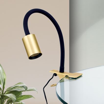 Orion Str 10-489 - Lámpara de mesa flexible LED con clip KURT LED/5W/230V dorado