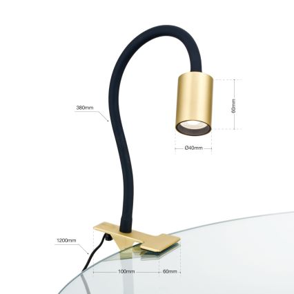 Orion Str 10-489 - Lámpara de mesa flexible LED con clip KURT LED/5W/230V dorado