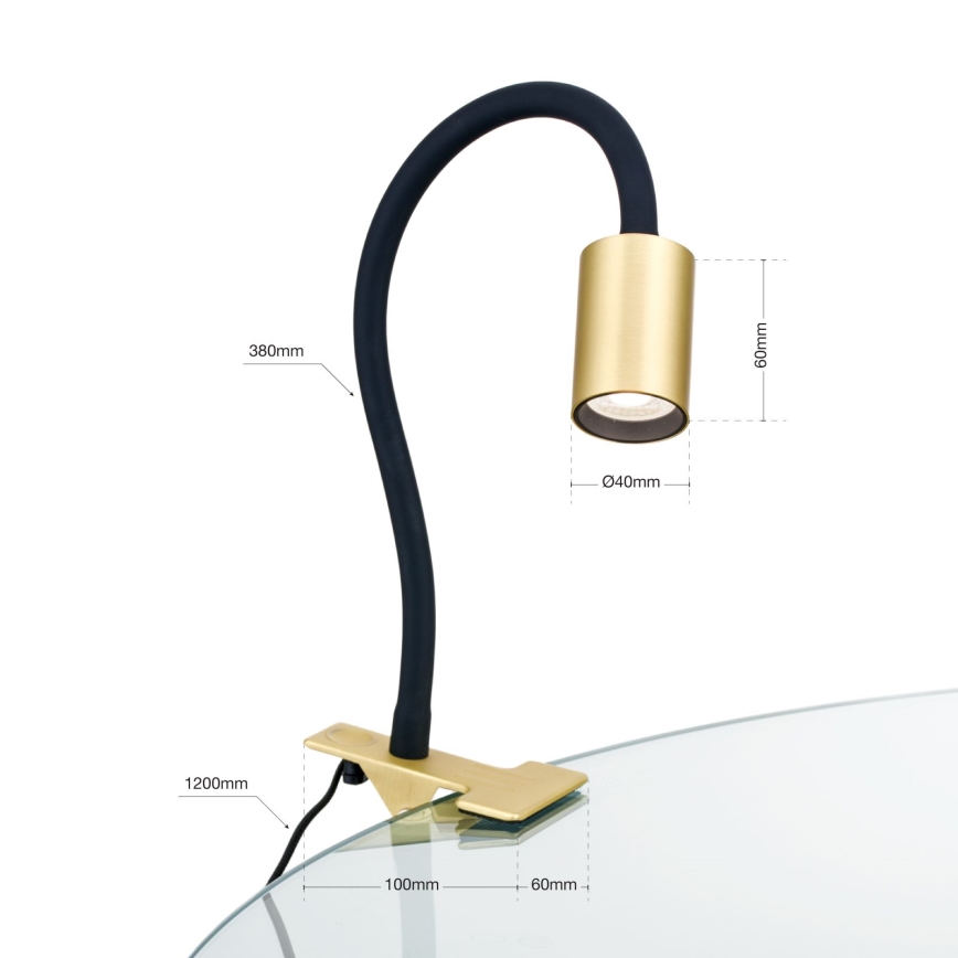 Orion Str 10-489 - Lámpara de mesa flexible LED con clip KURT LED/5W/230V dorado