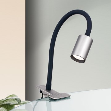 Orion Str 10-489 - Lámpara de mesa flexible LED con clip KURT LED/5W/230V plata